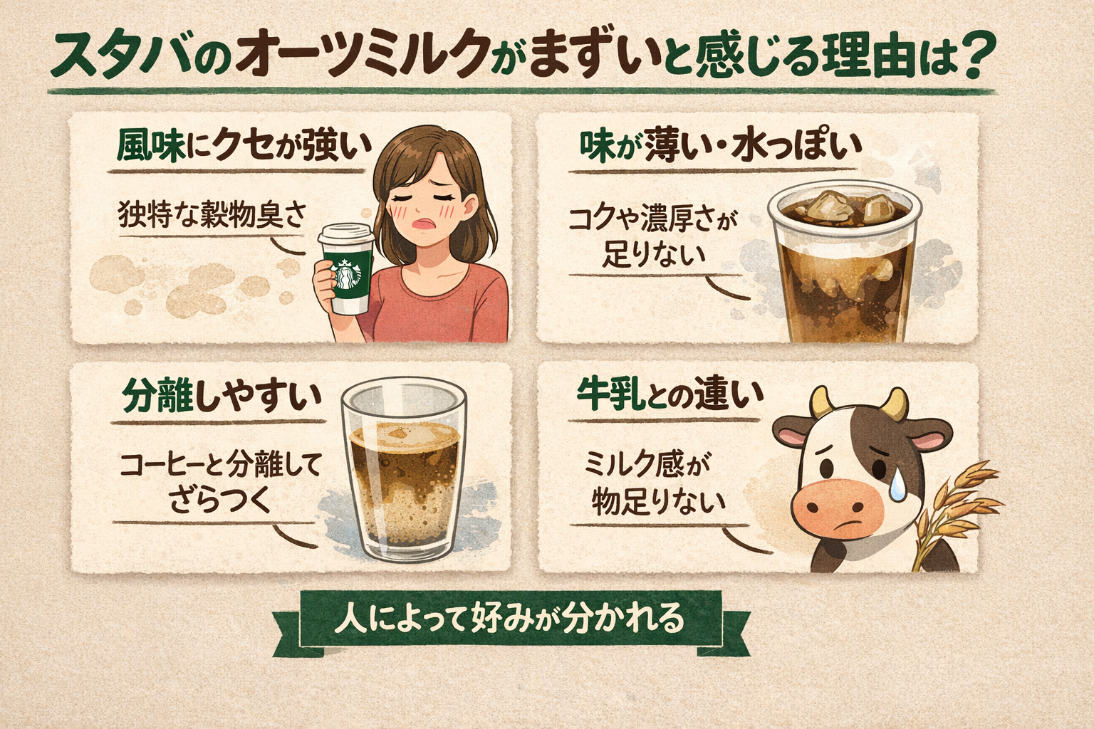 スタバ オーツミルク まずい